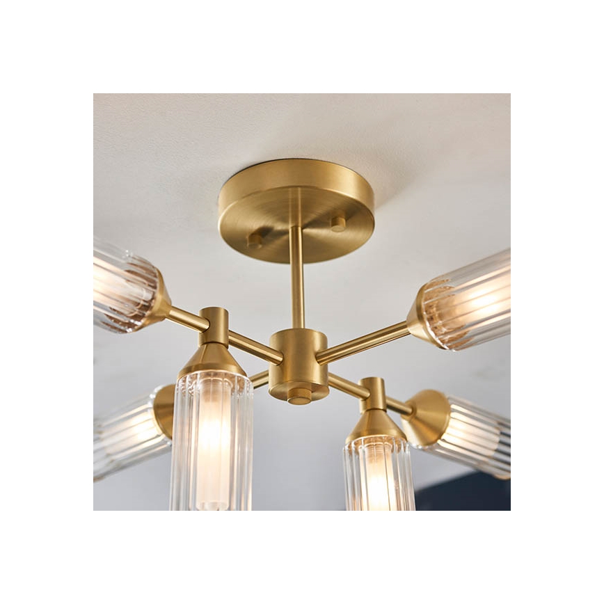 Endon 92213 - Lestenec na palici 6xG9/3W/230V medeninast