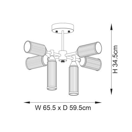 Endon 92213 - Lestenec na palici 6xG9/3W/230V medeninast