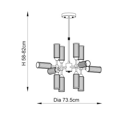 Endon 92214 - Lestenec na drogu TOUR 12xG9/3W/230V medenina