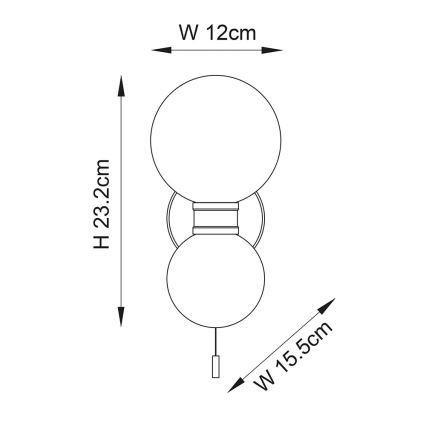 Endon 93523 - Kopalniško stensko svetilo PULSA 2xG9/3W/230V IP44 črno/belo