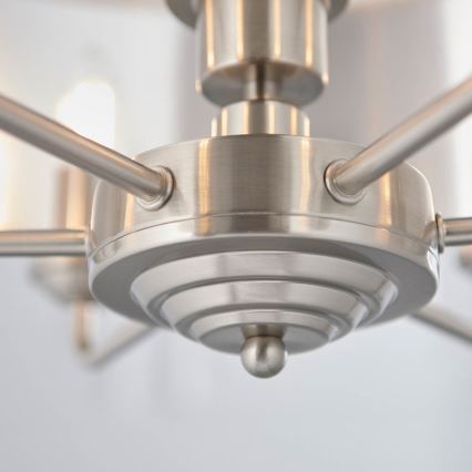 Endon 94357 - Lestenec na verigi HIGHCLERE 6xE14/40W/230V Ø 55 cm bež/matni krom