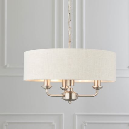 Endon 94361 - Lestenec na verigi HIGHCLERE 3xE14/40W/230V bež/mat krom