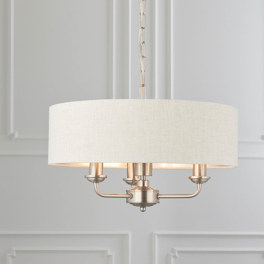 Endon 94361 - Lestenec na verigi HIGHCLERE 3xE14/40W/230V bež/mat krom