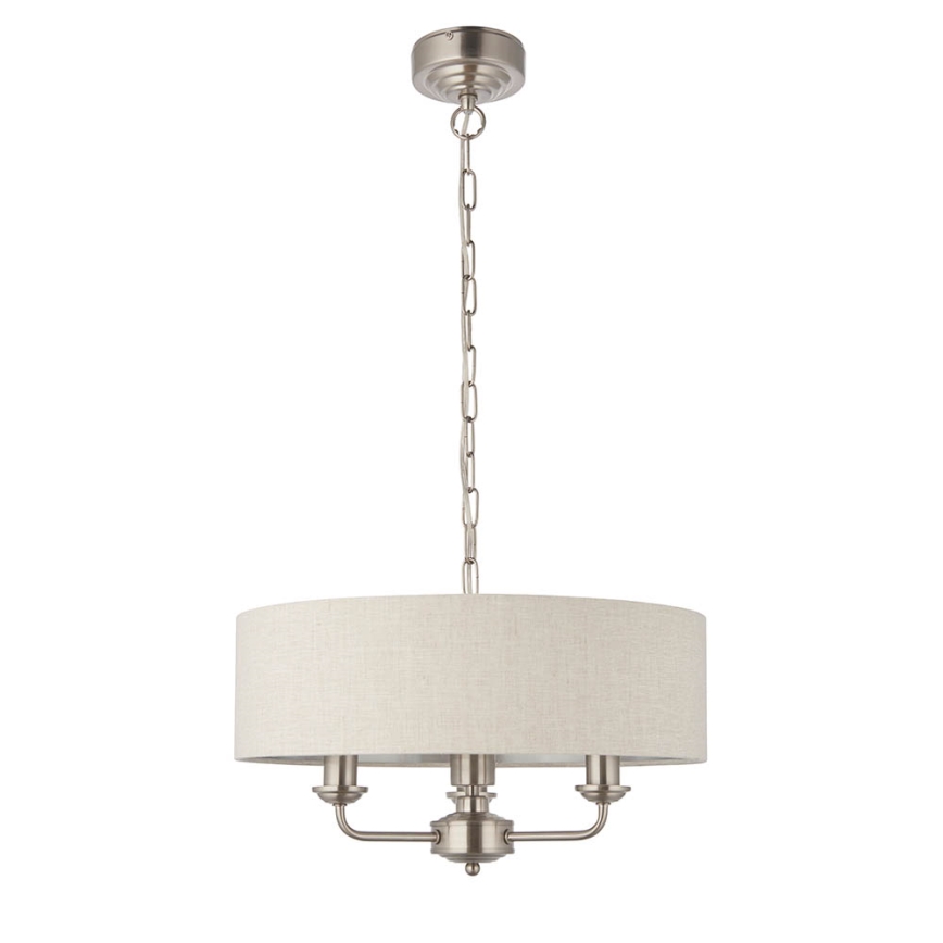 Endon 94361 - Lestenec na verigi HIGHCLERE 3xE14/40W/230V bež/mat krom