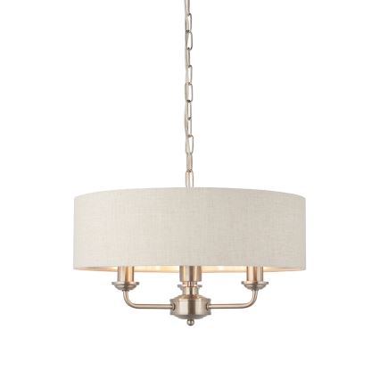 Endon 94361 - Lestenec na verigi HIGHCLERE 3xE14/40W/230V bež/mat krom