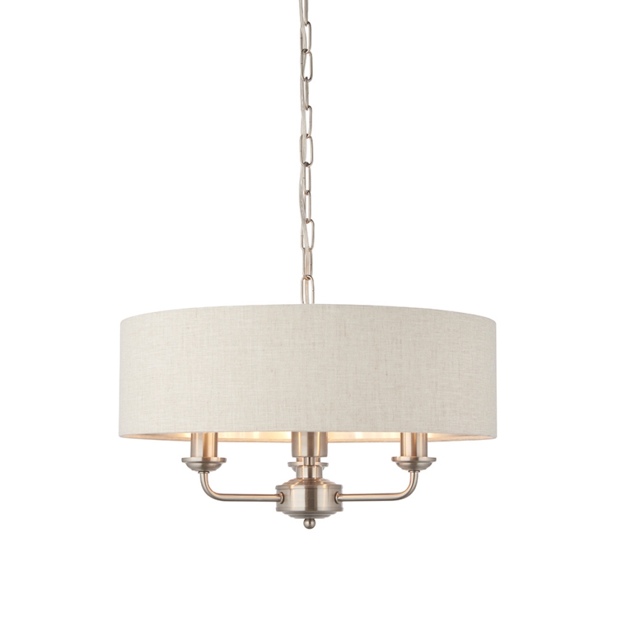 Endon 94361 - Lestenec na verigi HIGHCLERE 3xE14/40W/230V bež/mat krom