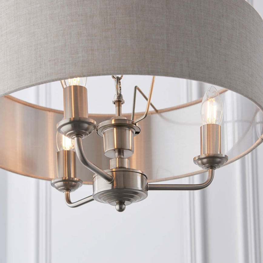 Endon 94361 - Lestenec na verigi HIGHCLERE 3xE14/40W/230V bež/mat krom