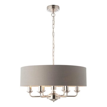 Endon 94373 - Lestenec na verigi HIGHCLERE 6xE14/40W/230V siva/sijajni krom