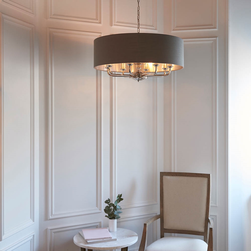Endon 94373 - Lestenec na verigi HIGHCLERE 6xE14/40W/230V siva/sijajni krom pr. 35 cm