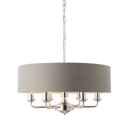 Endon 94373 - Lestenec na verigi HIGHCLERE 6xE14/40W/230V siva/sijajni krom pr. 35 cm