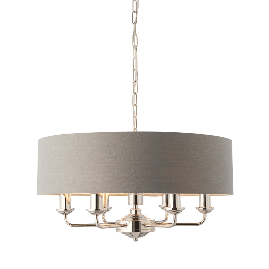 Endon 94373 - Lestenec na verigi HIGHCLERE 6xE14/40W/230V siva/sijajni krom pr. 35 cm