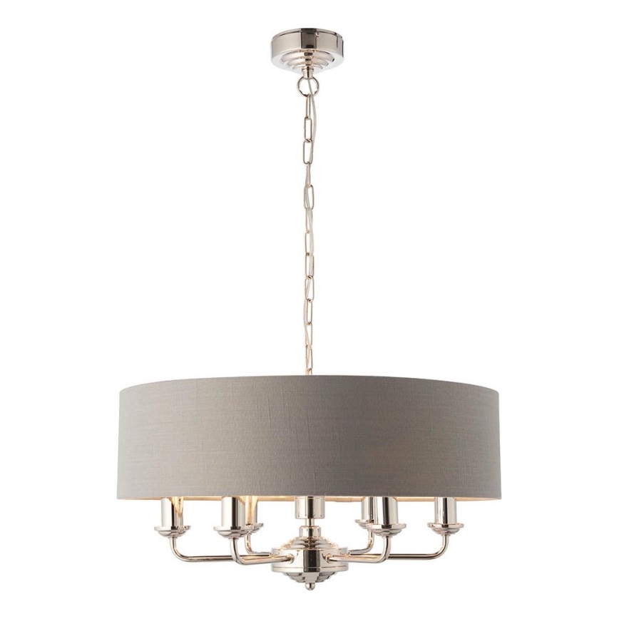 Endon 94373 - Lestenec na verigi HIGHCLERE 6xE14/40W/230V siva/sijajni krom pr. 35 cm