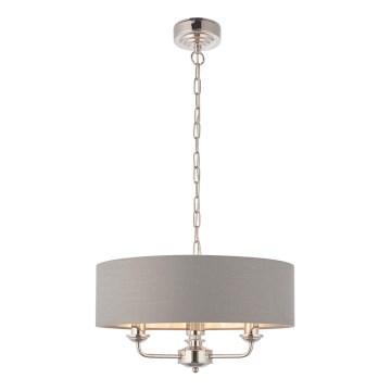 Endon 94377 - Lestenec na verigi HIGHCLERE 3xE14/40W/230V siva/sijajni krom