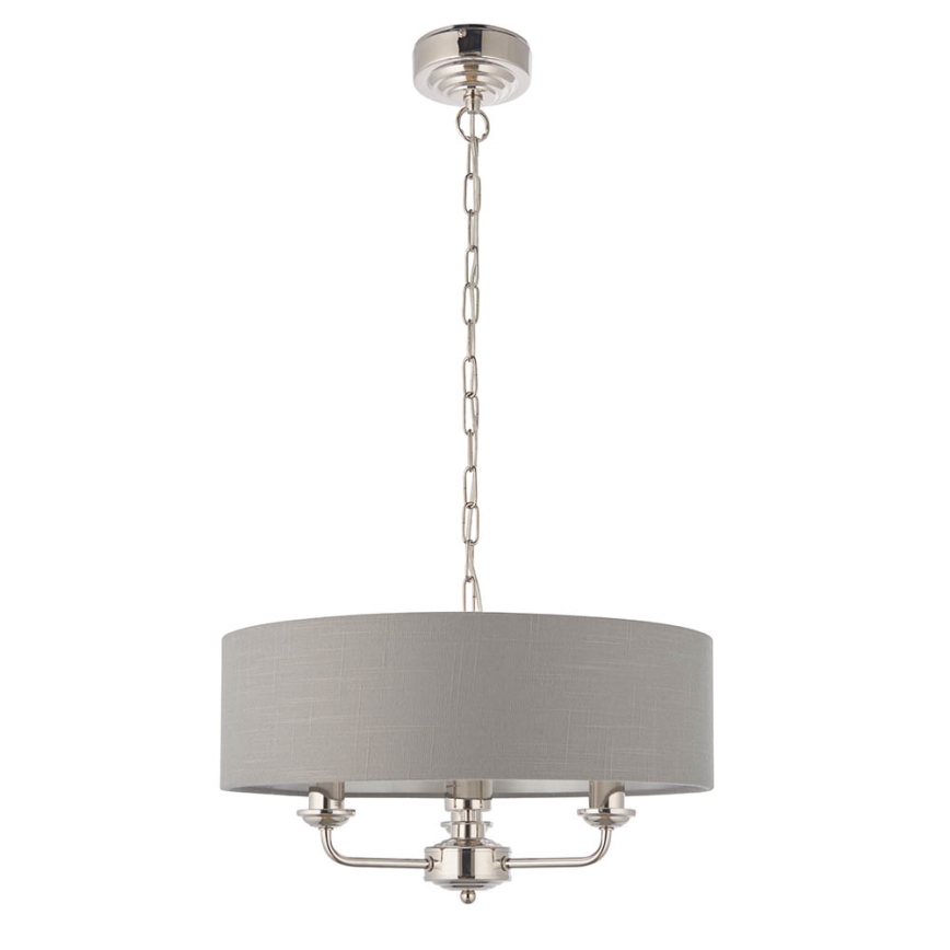 Endon 94377 - Lestenec na verigi HIGHCLERE 3xE14/40W/230V siva/sijajni krom