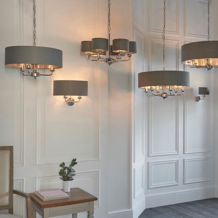 Endon 94381 - Lestenec na verigi HIGHCLERE 6xE14/28W/230V siva/sijajni krom