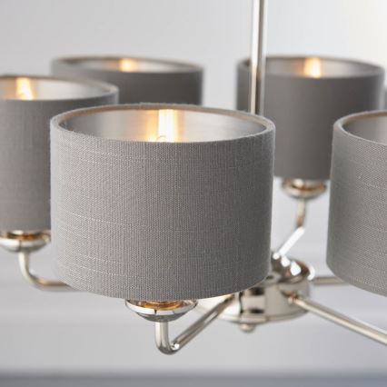 Endon 94381 - Lestenec na verigi HIGHCLERE 6xE14/28W/230V siva/sijajni krom