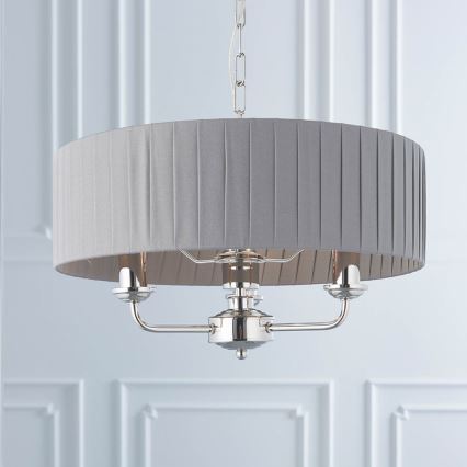 Endon 94394 - Lestenec na verigi HIGHCLERE 3xE14/40W/230V temna siva/sijajni krom