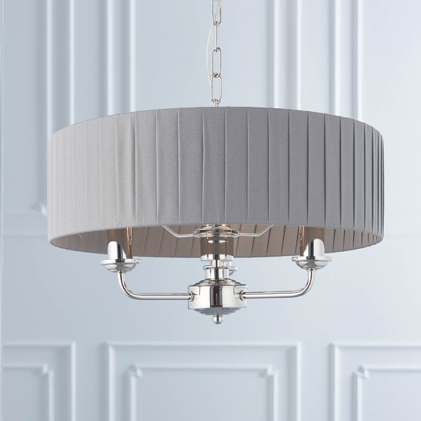 Endon 94394 - Lestenec na verigi HIGHCLERE 3xE14/40W/230V temna siva/sijajni krom