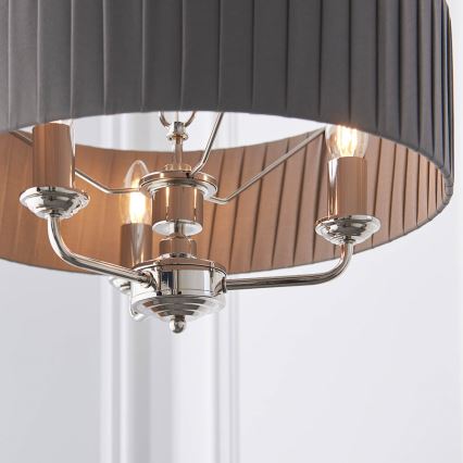 Endon 94394 - Lestenec na verigi HIGHCLERE 3xE14/40W/230V temna siva/sijajni krom