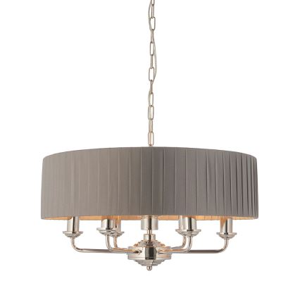 Endon 94397 - Lestenec na verigi HIGHCLERE 6xE14/40W/230V siva/sijajni krom pr. 35 cm