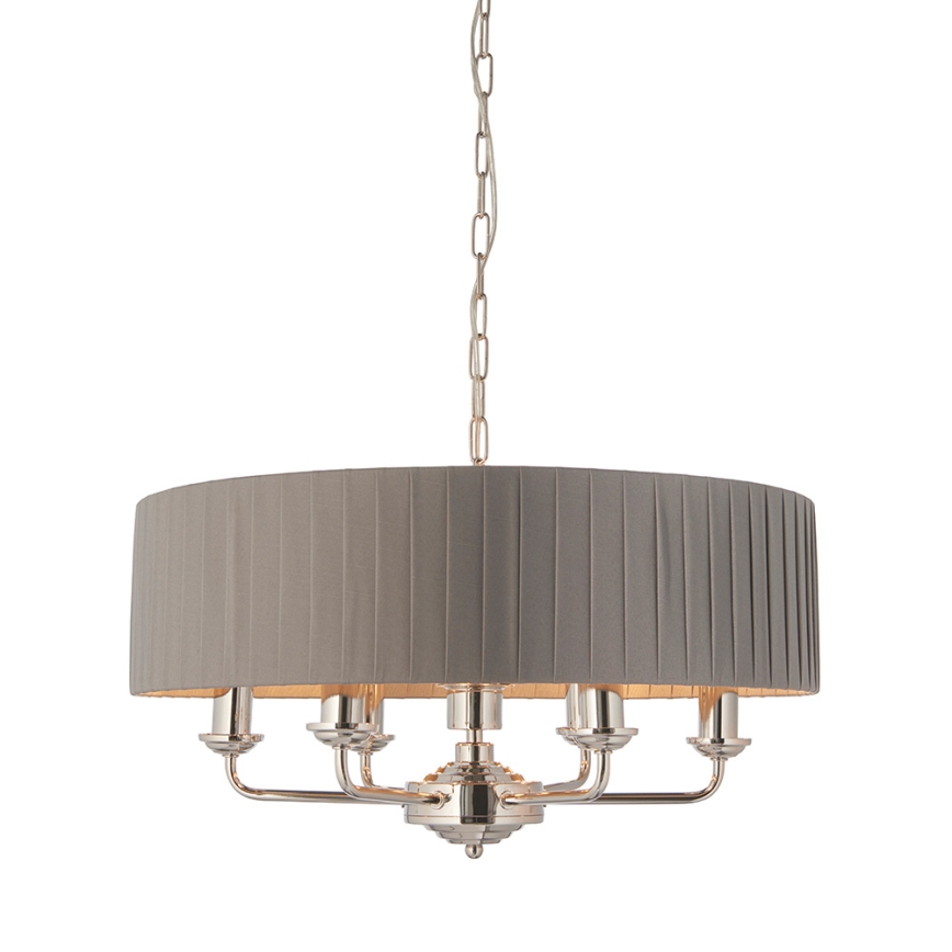 Endon 94397 - Lestenec na verigi HIGHCLERE 6xE14/40W/230V siva/sijajni krom pr. 35 cm