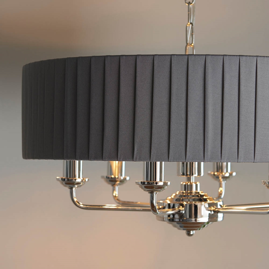 Endon 94397 - Lestenec na verigi HIGHCLERE 6xE14/40W/230V siva/sijajni krom pr. 35 cm