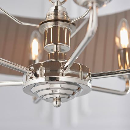 Endon 94397 - Lestenec na verigi HIGHCLERE 6xE14/40W/230V siva/sijajni krom pr. 35 cm