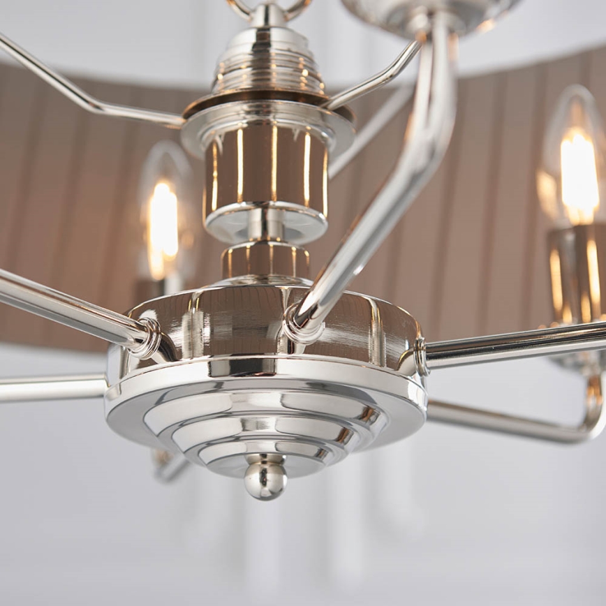 Endon 94397 - Lestenec na verigi HIGHCLERE 6xE14/40W/230V siva/sijajni krom pr. 35 cm