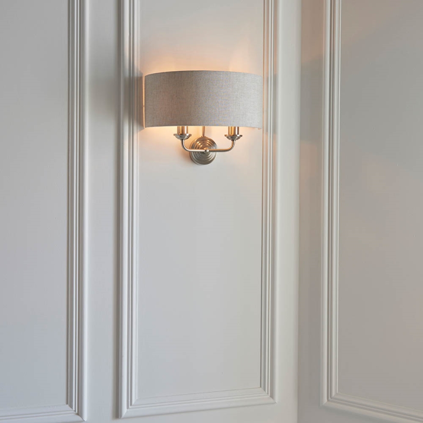 Endon 94403 - Stenska svetilka HIGHCLERE 2xE14/40W/230V siva/mat krom