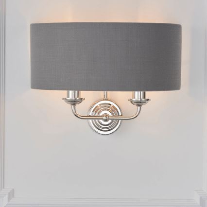 Endon 94406 - Stenska svetilka HIGHCLERE 2xE14/40W/230V temna siva/sijajni krom