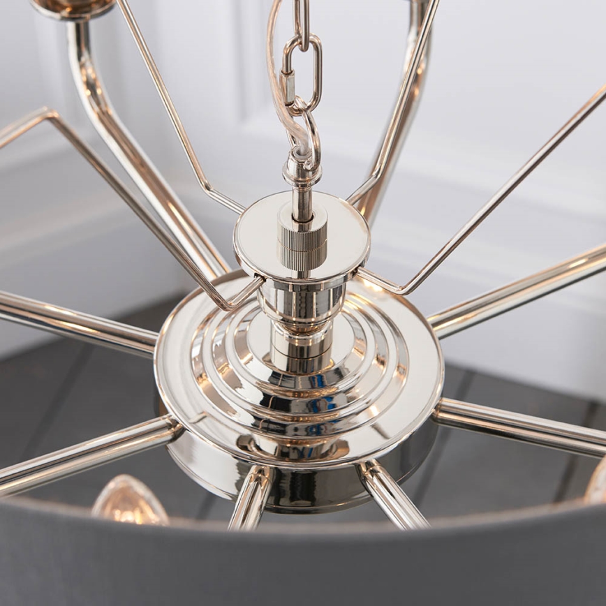 Endon 94415 - Lestenec na verigi HIGHCLERE 8xE14/40W/230V siva/sijajni krom pr. 70 cm