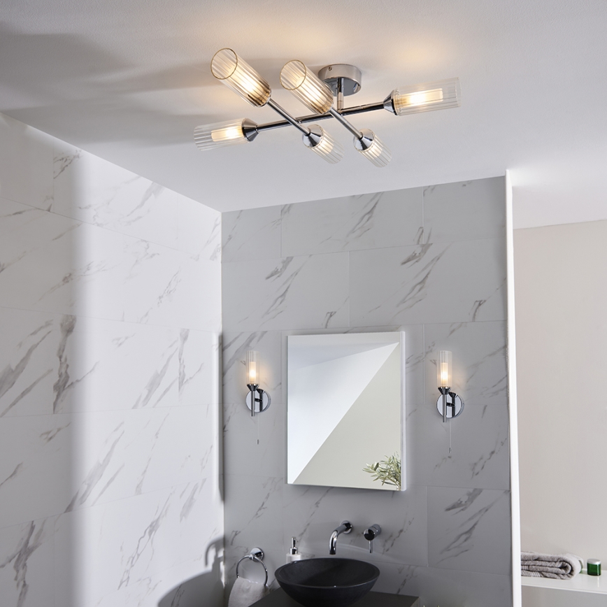Endon 95045 - Kopalniški lestenec NATORI 6xG9/3W/230V IP44 sijajni krom