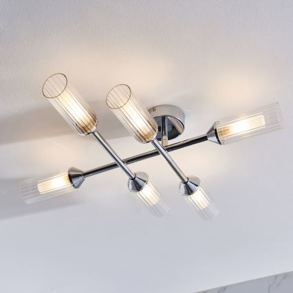 Endon 95045 - Kopalniški lestenec NATORI 6xG9/3W/230V IP44 sijajni krom