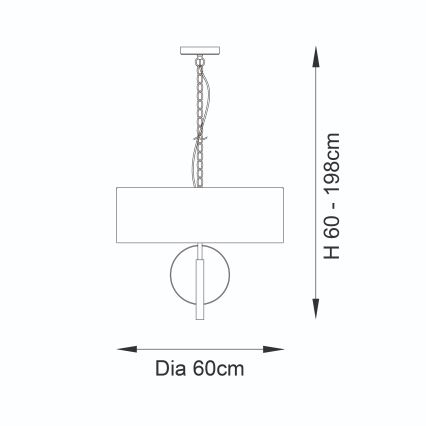 Endon 95212 - Lestenec na verigi 3xE27/10W/230V, premer 60 cm, siva/medenina