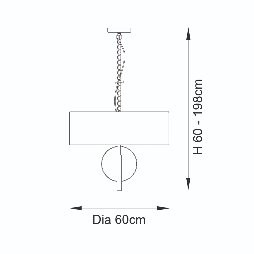 Endon 95212 - Lestenec na verigi 3xE27/10W/230V, premer 60 cm, siva/medenina