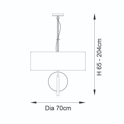 Endon 95215 - lestenec na verigi 5xE27/10W/230V, premer 70 cm, siva