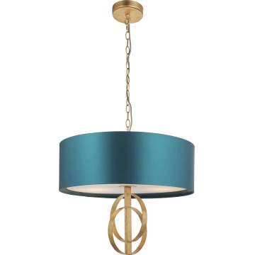 Endon 95220 - lestenec na verigi 3xE27/10W/230V Ø 60 cm modra/medenina