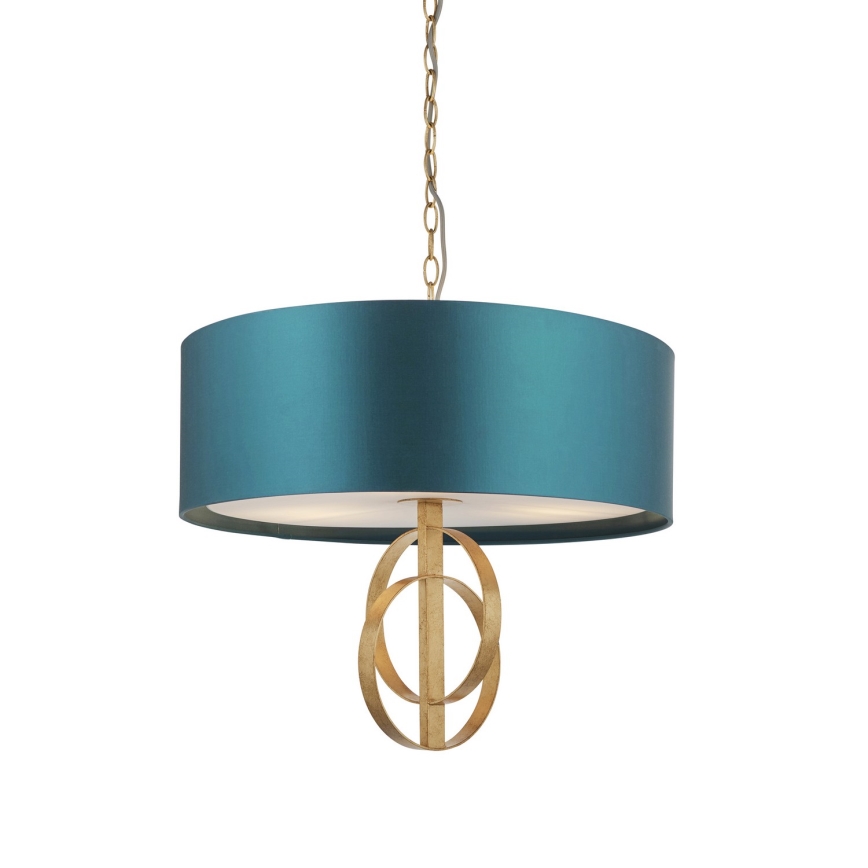 Endon 95220 - lestenec na verigi 3xE27/10W/230V Ø 60 cm modra/medenina