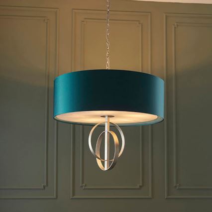 Endon 95223 - Lestenec na verigi 5xE27/10W/230V Ø 70 cm modra/siva