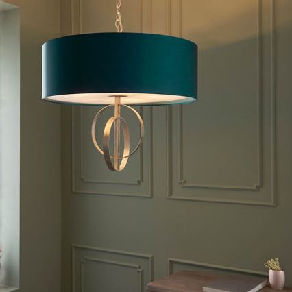 Endon 95223 - Lestenec na verigi 5xE27/10W/230V Ø 70 cm modra/siva