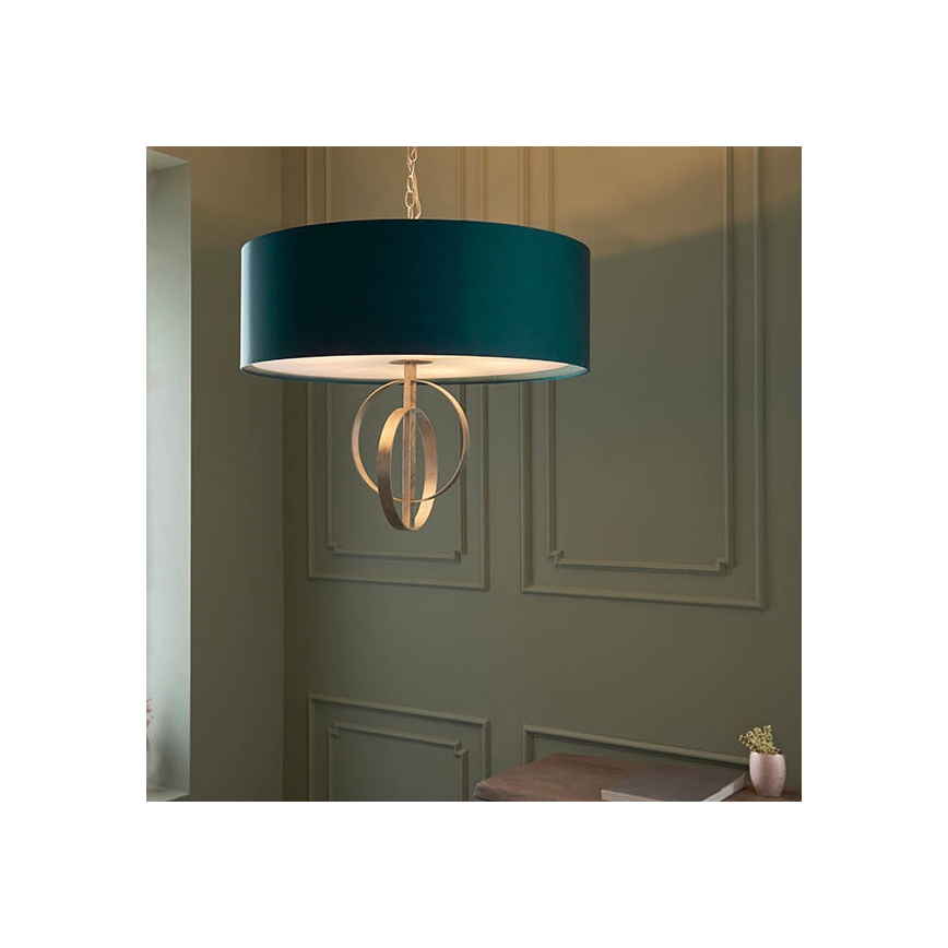 Endon 95223 - Lestenec na verigi 5xE27/10W/230V Ø 70 cm modra/siva