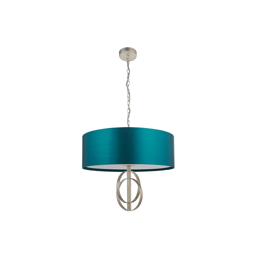 Endon 95223 - Lestenec na verigi 5xE27/10W/230V Ø 70 cm modra/siva