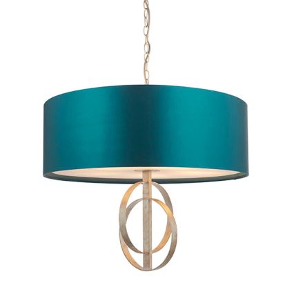 Endon 95223 - Lestenec na verigi 5xE27/10W/230V Ø 70 cm modra/siva
