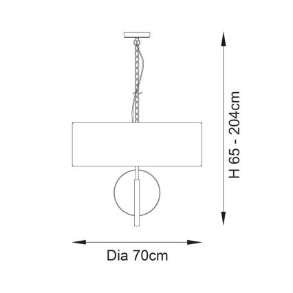 Endon 95223 - Lestenec na verigi 5xE27/10W/230V Ø 70 cm modra/siva