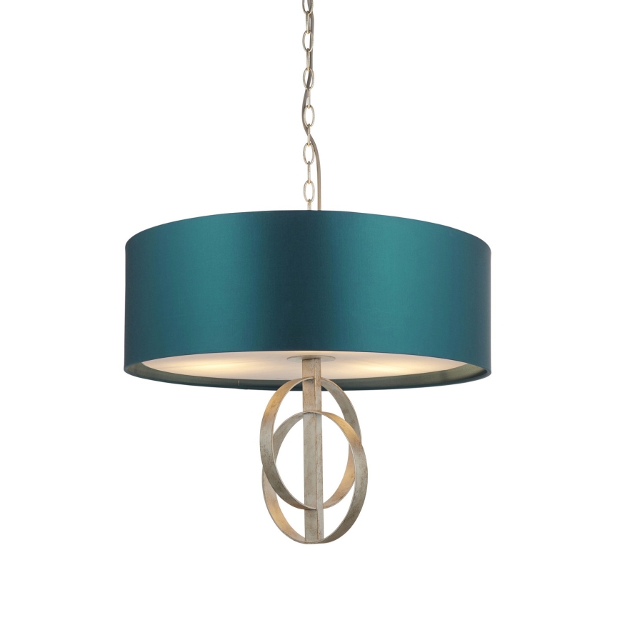 Endon 95224 - Lestenec na verigi 3xE27/10W/230V premer 60 cm modra/siva