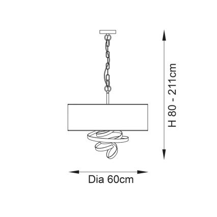 Endon 95268 - Lestenec na verigi 3xE14/6W/230V premer 60 cm bela/medenina