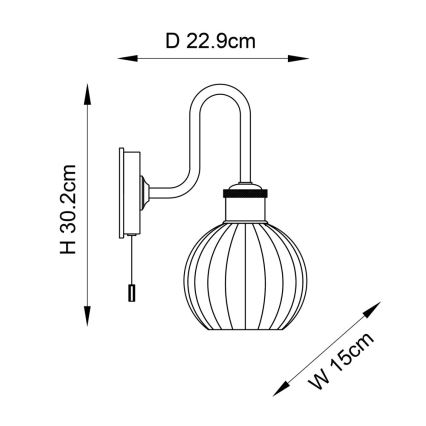 Endon 95507 - Kopalniška stenska svetilka KENDALL 1xE27/10W/230V IP44 medenina
