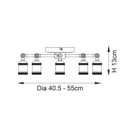 Endon 97244 - Reflektor HAL 5xE27/10W/230V medenina