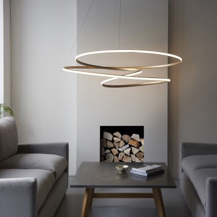 Endon 97645 - LED zatemnjevalna viseča svetilka na jekleni vrvici TWIRL LED/131W/230V 3000K zlata