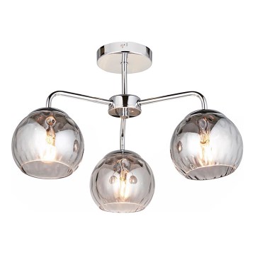 Endon 97971 - Pritrdilni stropni lestenec DIMPLE 3xE14/25W/230V sijajni krom/dimna siva